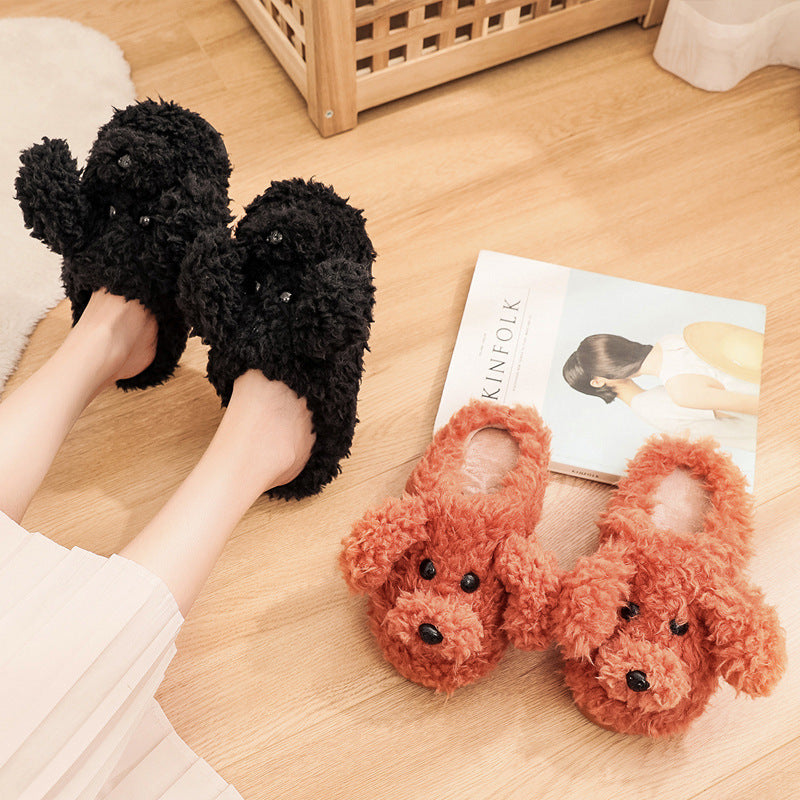Winter Pack Heel Cotton Shoes Women's Cartoon Furry Slippers