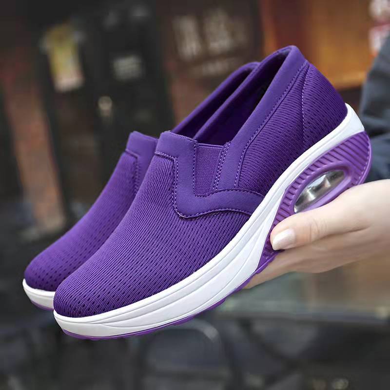 Women's Round Toe Breathable Mesh Wedge Heel Hollow Lightweight Casual Sports Shoes