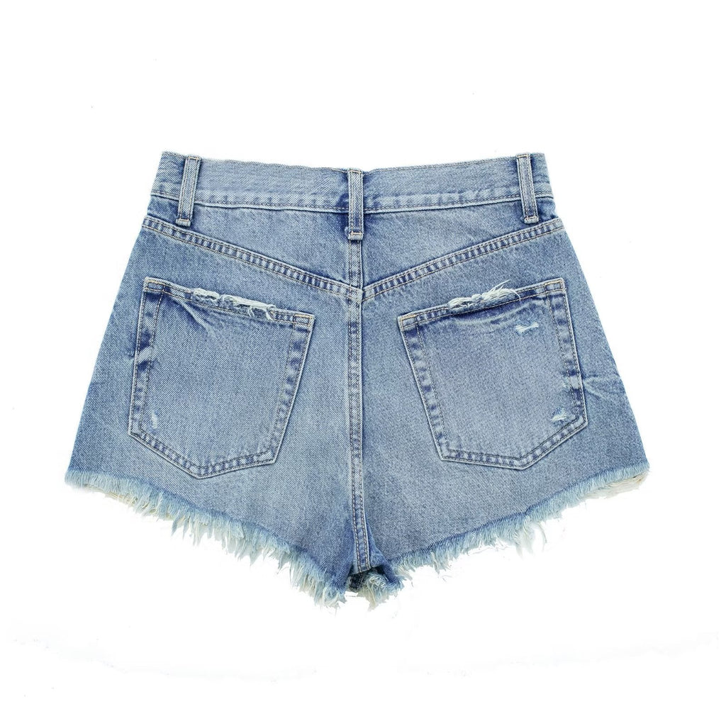 Women's Raw Edge Denim Casual Shorts