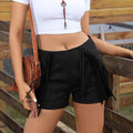 Women's Summer Fashion Solid Color Tassel Casual Shorts