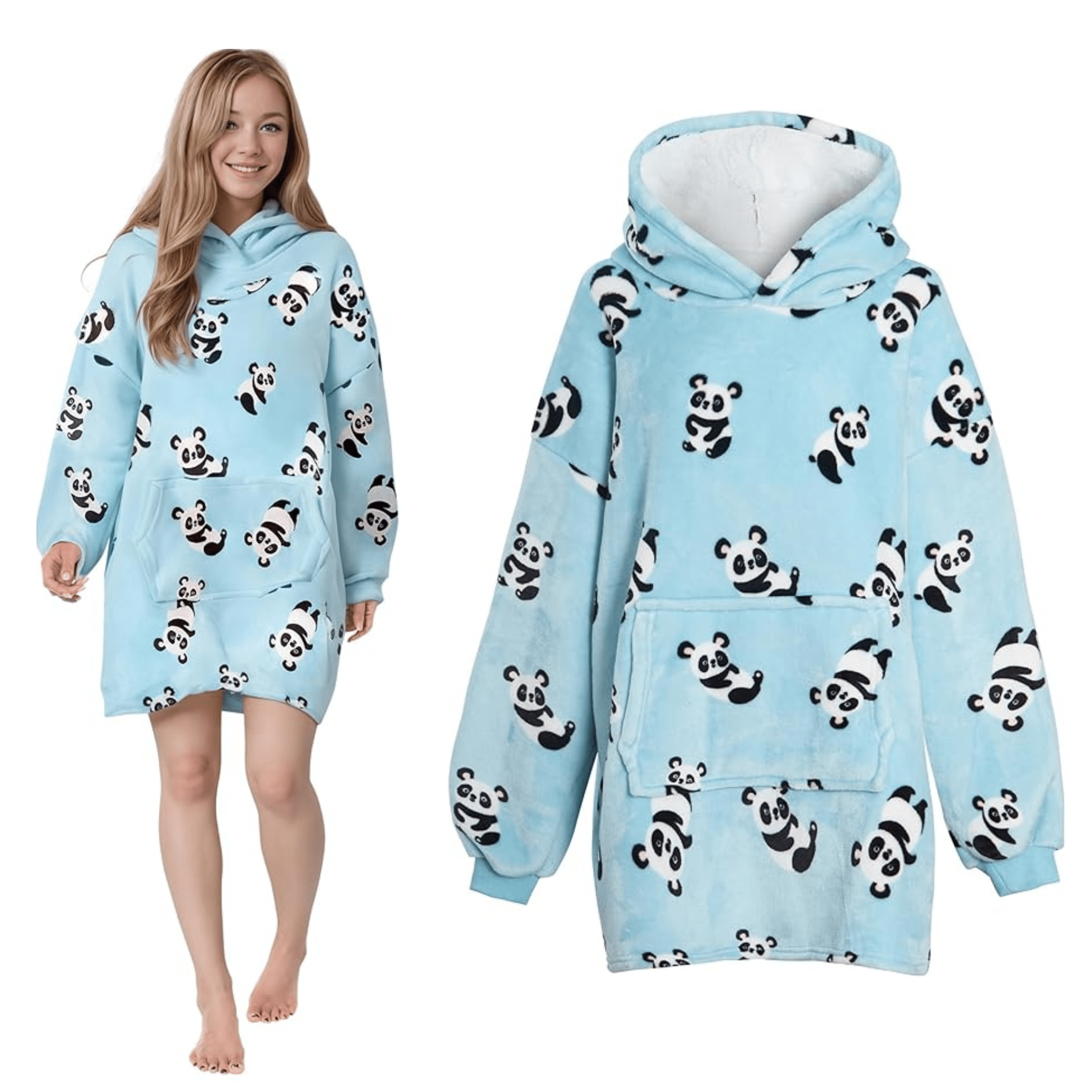Giant Oversized Panda Hooded Blanket Plush Fleece with Reversible Sherpa Adults and Kids 6XL Hoodie Sweatshirt with Pockets Warm and Cosy by Daisy Dreamer