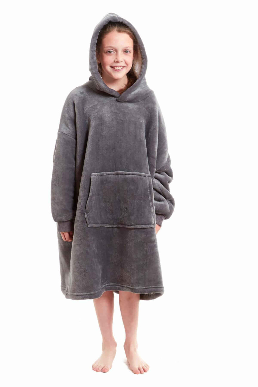 Kids Oversized Hooded Fleece Blanket with Reversible Sherpa Double Pocket Ultra-Soft Cozy Wearable Blanket for Lounging and Outdoor Ages 8-15 by Daisy Dreamer