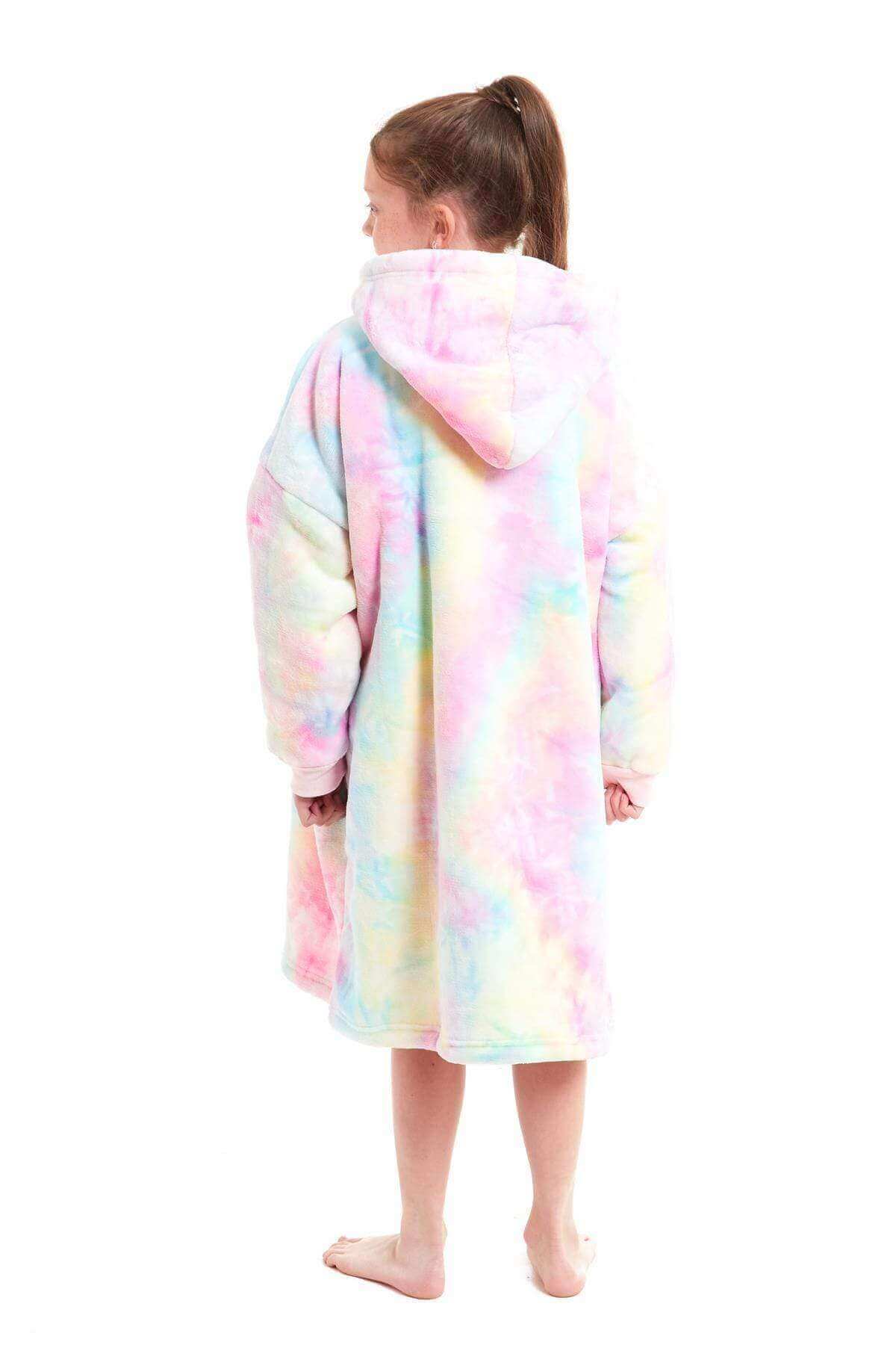 Kids Oversized Hooded Fleece Blanket with Reversible Sherpa Double Pocket Ultra-Soft Cozy Wearable Blanket for Lounging and Outdoor Ages 8-15 by Daisy Dreamer