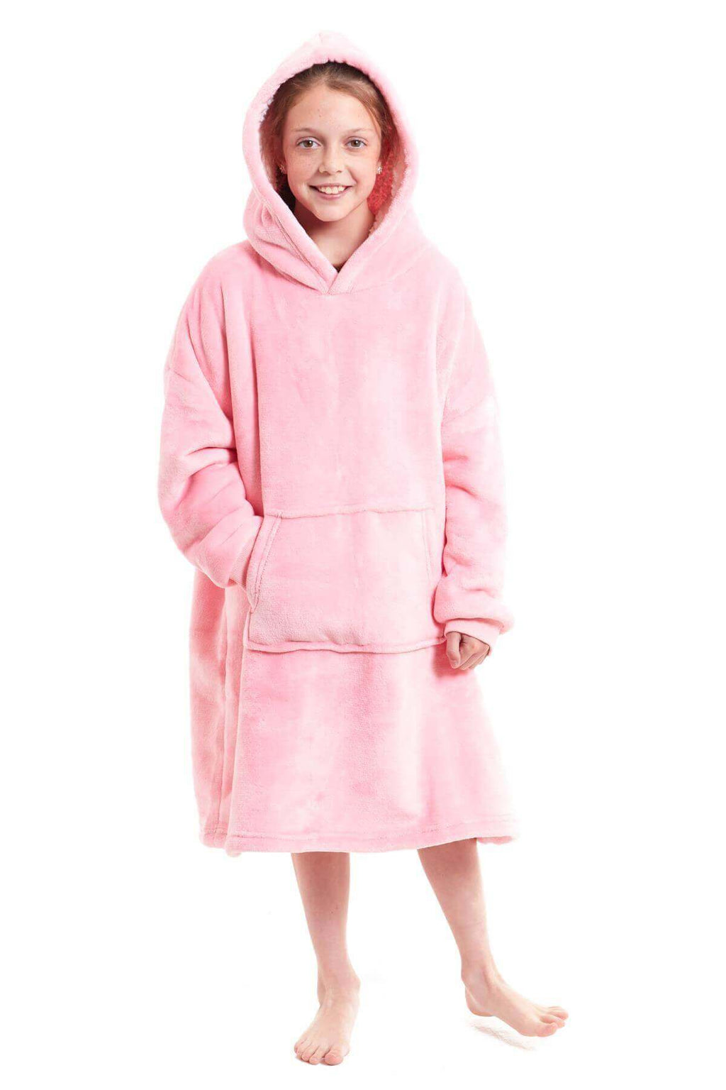 Kids Oversized Hooded Fleece Blanket with Reversible Sherpa Double Pocket Ultra-Soft Cozy Wearable Blanket for Lounging and Outdoor Ages 8-15 by Daisy Dreamer