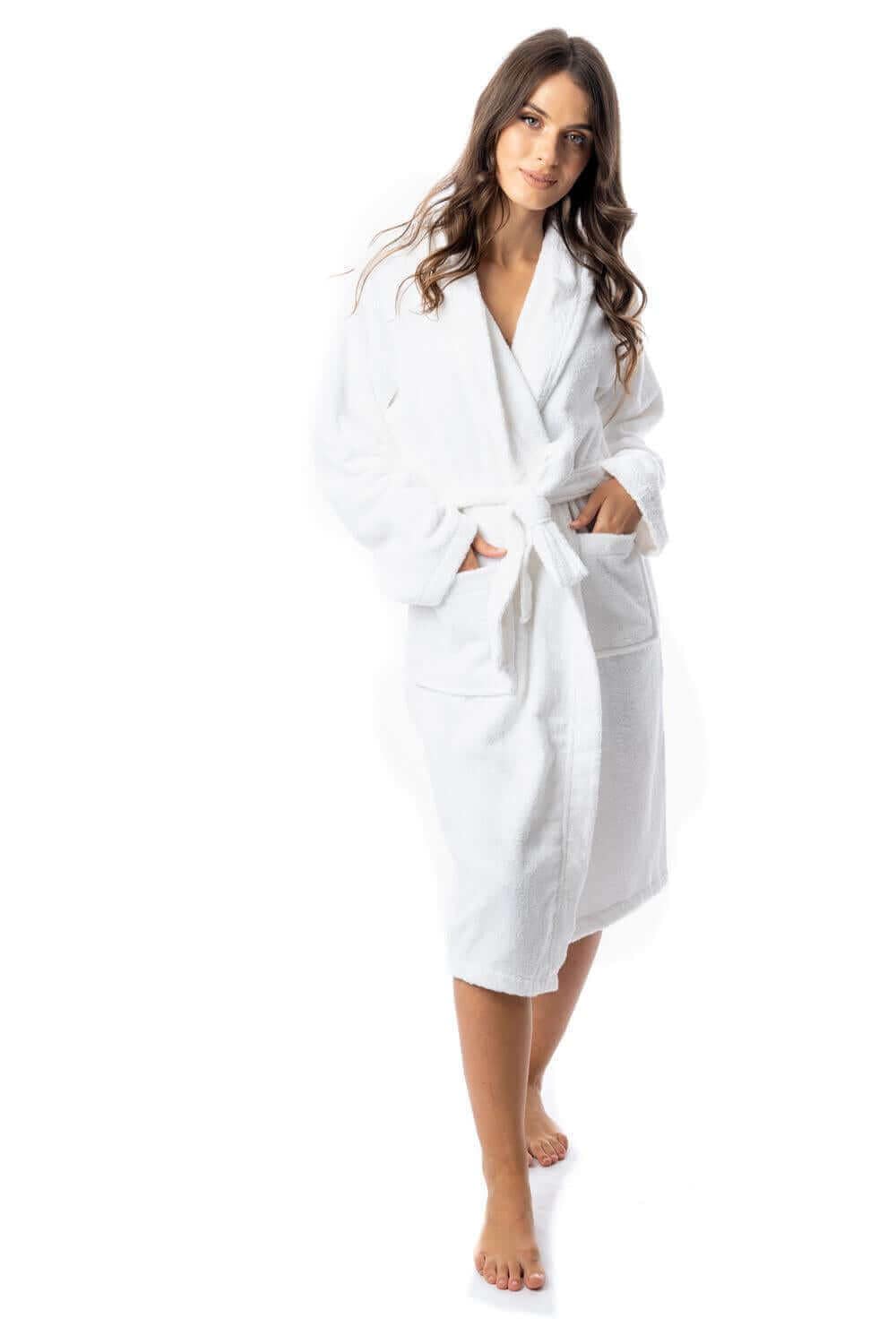 Luxury Women's Terry Cotton Bath Robe Ultra-Absorbent Soft Cozy Dressing Gown for Home Spa Gym Travel by Daisy Dreamer