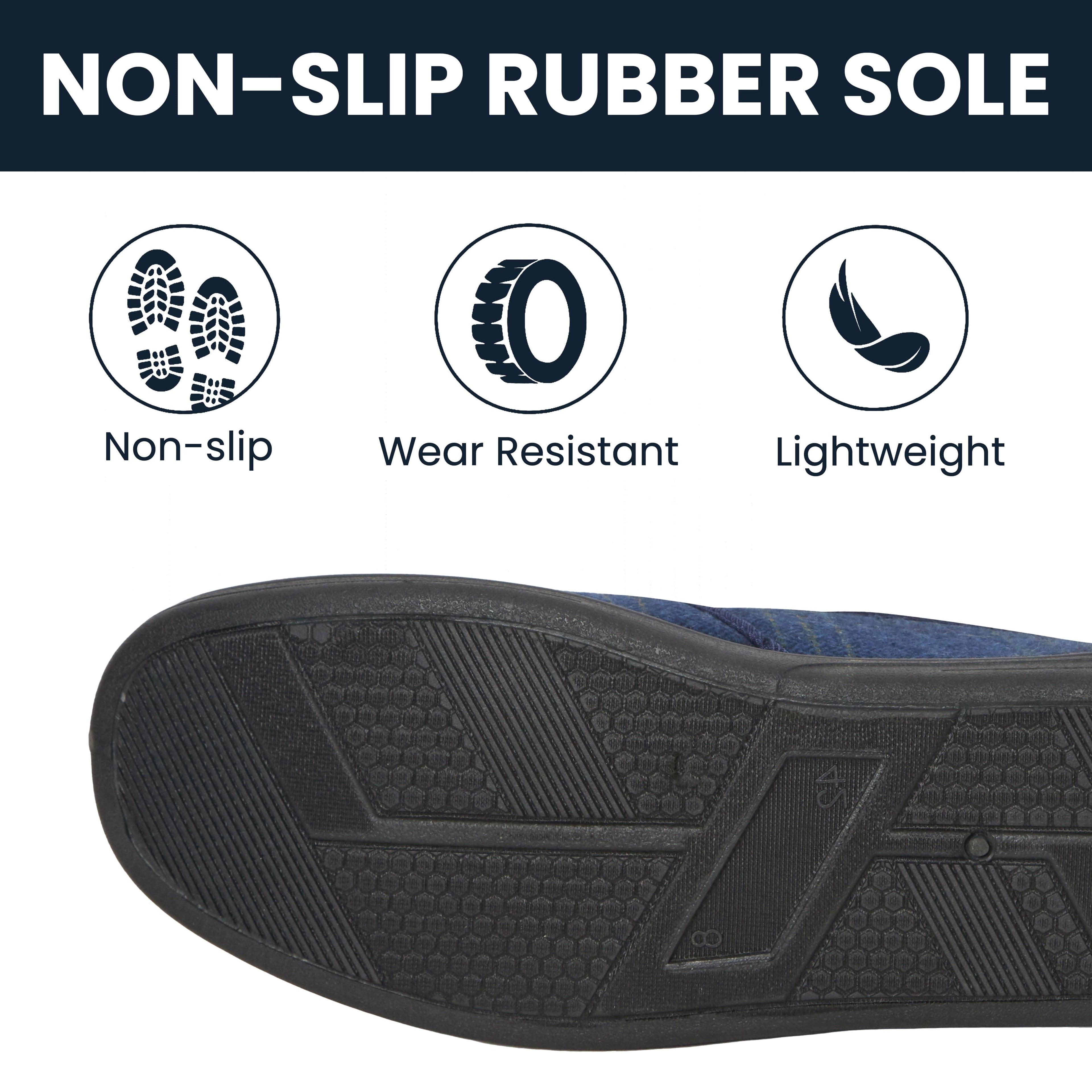 Men’s Checked Slippers Memory Foam Cushioned Soft Lining Warm Thermal Slip On House Shoes Pair for Indoor Use by Sock Stack