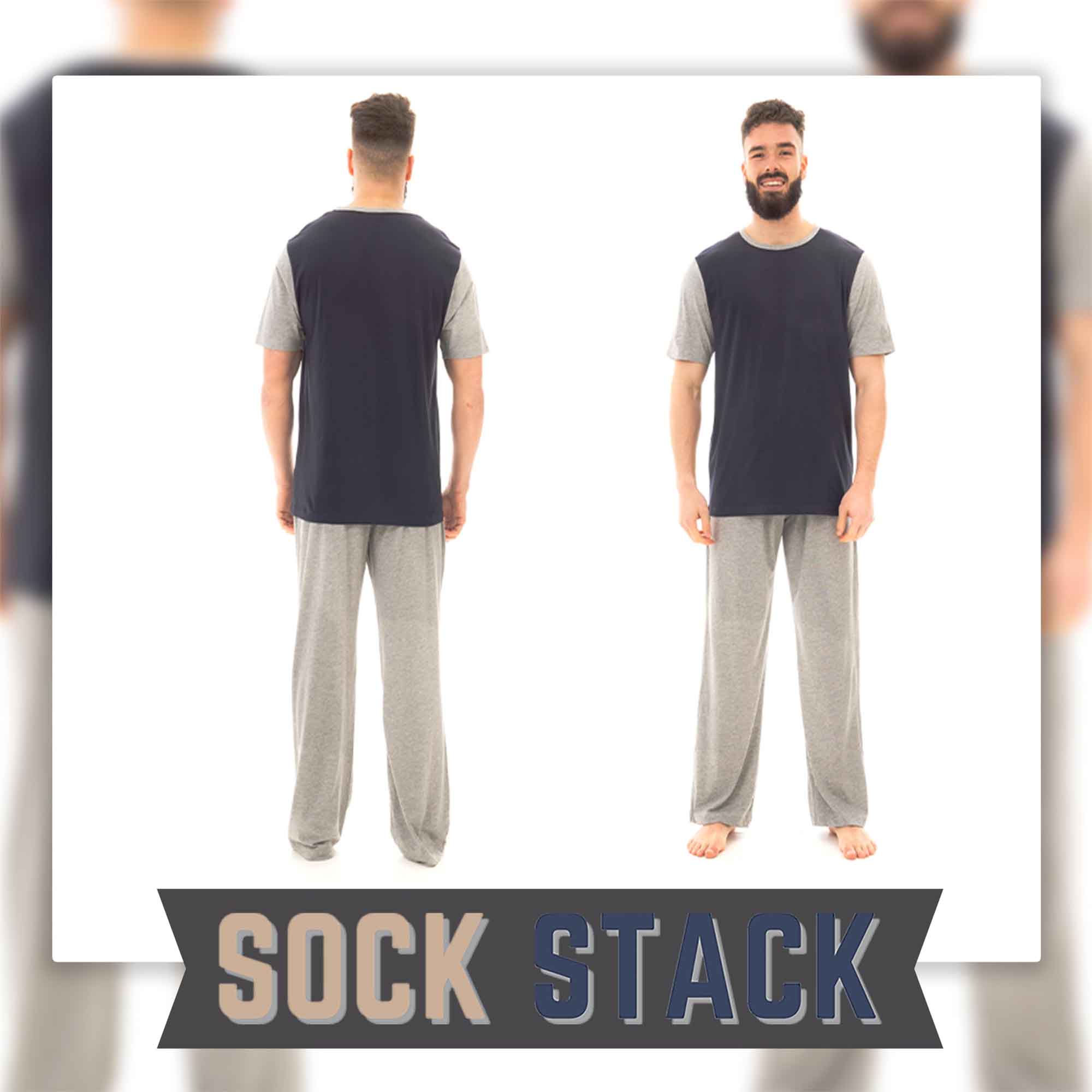 Men's Cotton T Shirt and Long Pants Loungewear Set Comfortable Lightweight Sleepwear for Warm Weather Relaxation Versatile Styles by Sock Stack