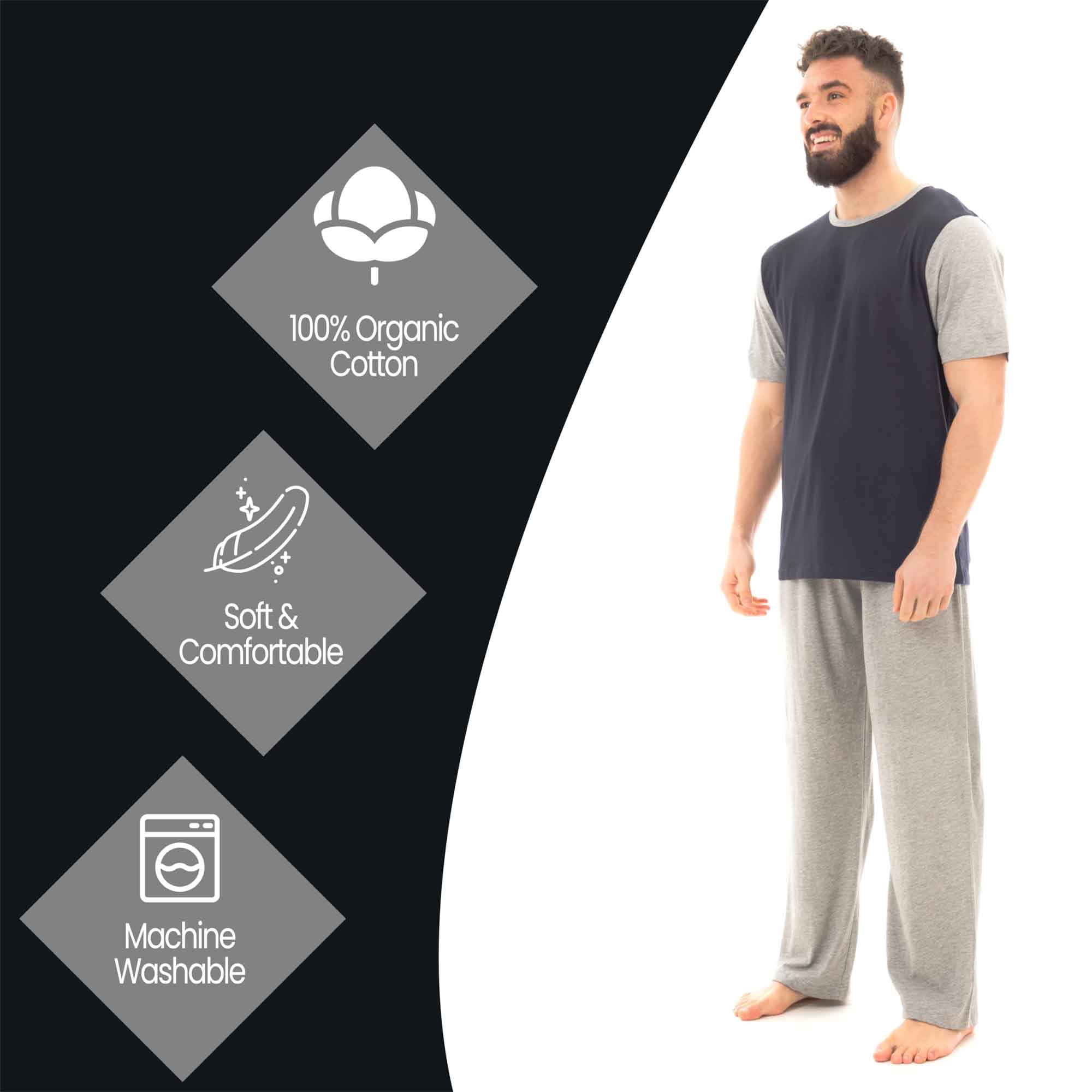 Men's Cotton T Shirt and Long Pants Loungewear Set Comfortable Lightweight Sleepwear for Warm Weather Relaxation Versatile Styles by Sock Stack