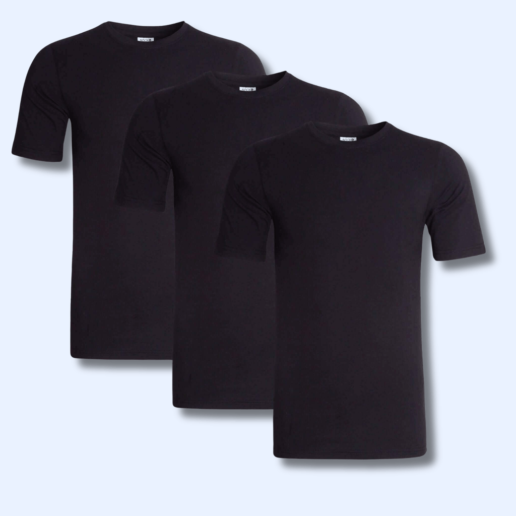 Pack of 3 Men's Plain T-Shirts Soft Breathable Cotton Polyester Blend Short Sleeve Tees Versatile Classic Colors by Sock Stack