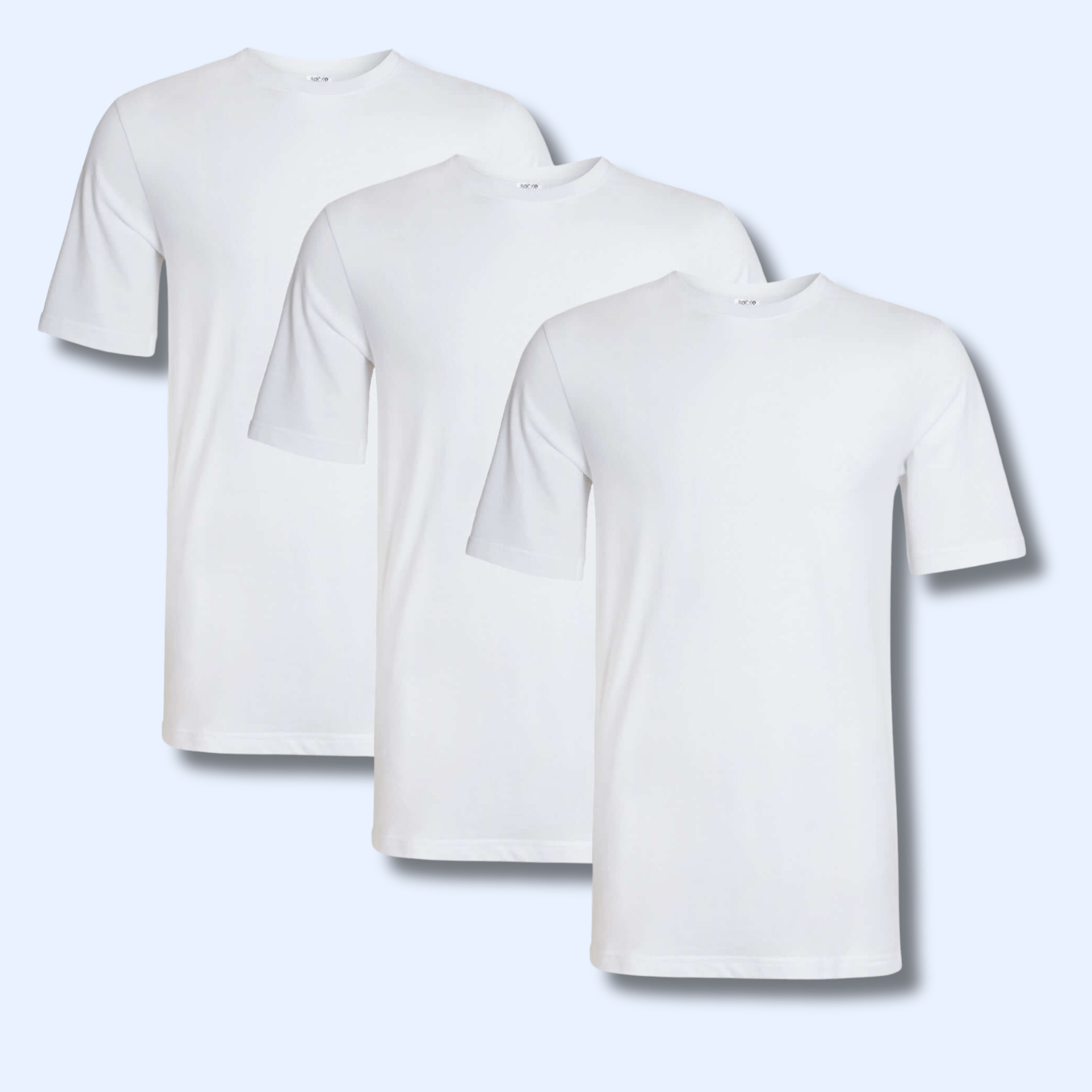 Pack of 3 Men's Plain T-Shirts Soft Breathable Cotton Polyester Blend Short Sleeve Tees Versatile Classic Colors by Sock Stack