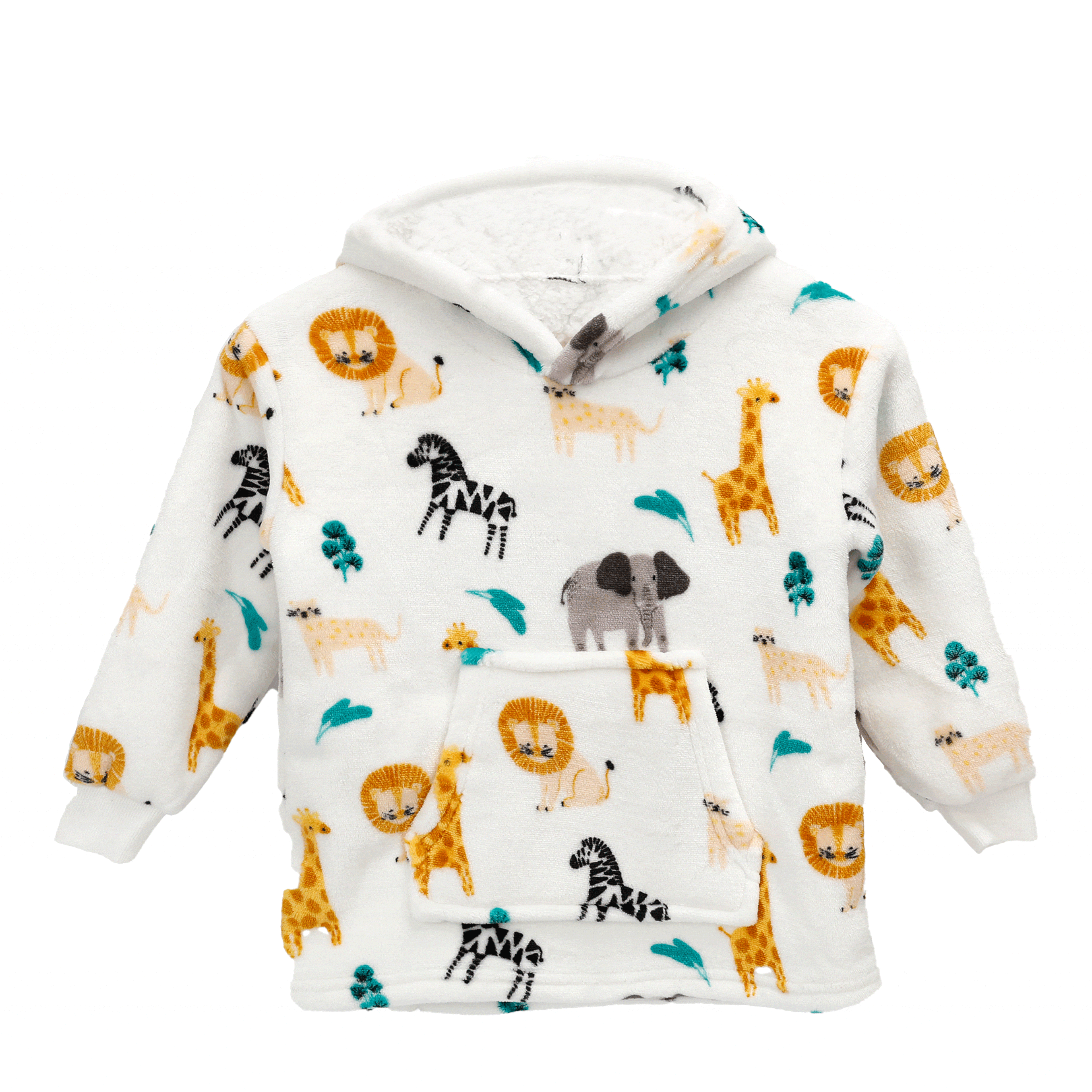 Kids Hoodie Safari & Sloth Blanket for Toddlers Ages 0-4 Unisex Warm Fluffy Wearable Sweatshirt with Pocket by Daisy Dreamer