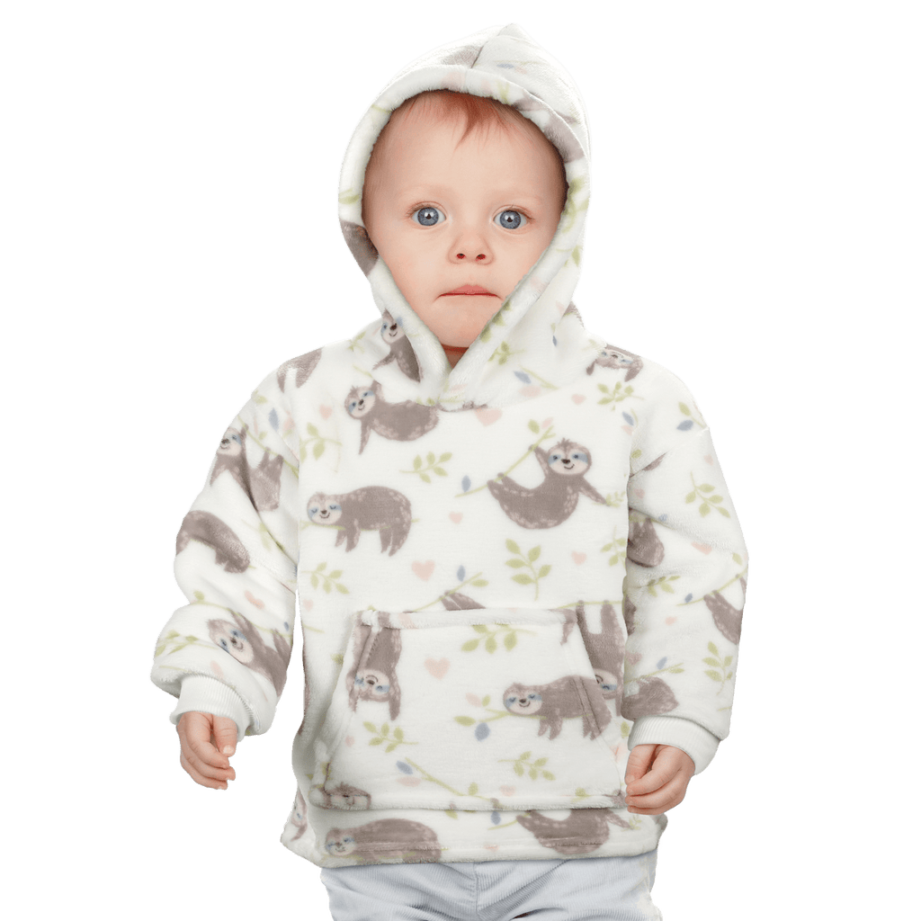 Kids Hoodie Safari & Sloth Blanket for Toddlers Ages 0-4 Unisex Warm Fluffy Wearable Sweatshirt with Pocket by Daisy Dreamer