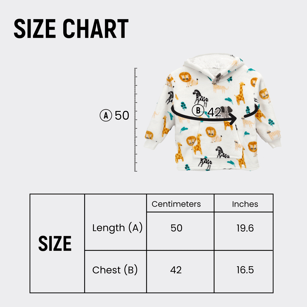 Kids Hoodie Safari & Sloth Blanket for Toddlers Ages 0-4 Unisex Warm Fluffy Wearable Sweatshirt with Pocket by Daisy Dreamer