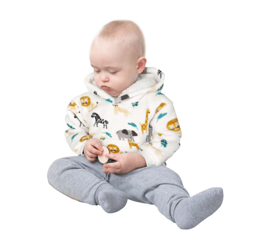 Unisex Safari and Sloth Hoodie Blanket for Infants 0-2 Years Ultra Soft Cozy Wearable Blanket with Spacious Pocket for Boys and Girls by Daisy Dreamer