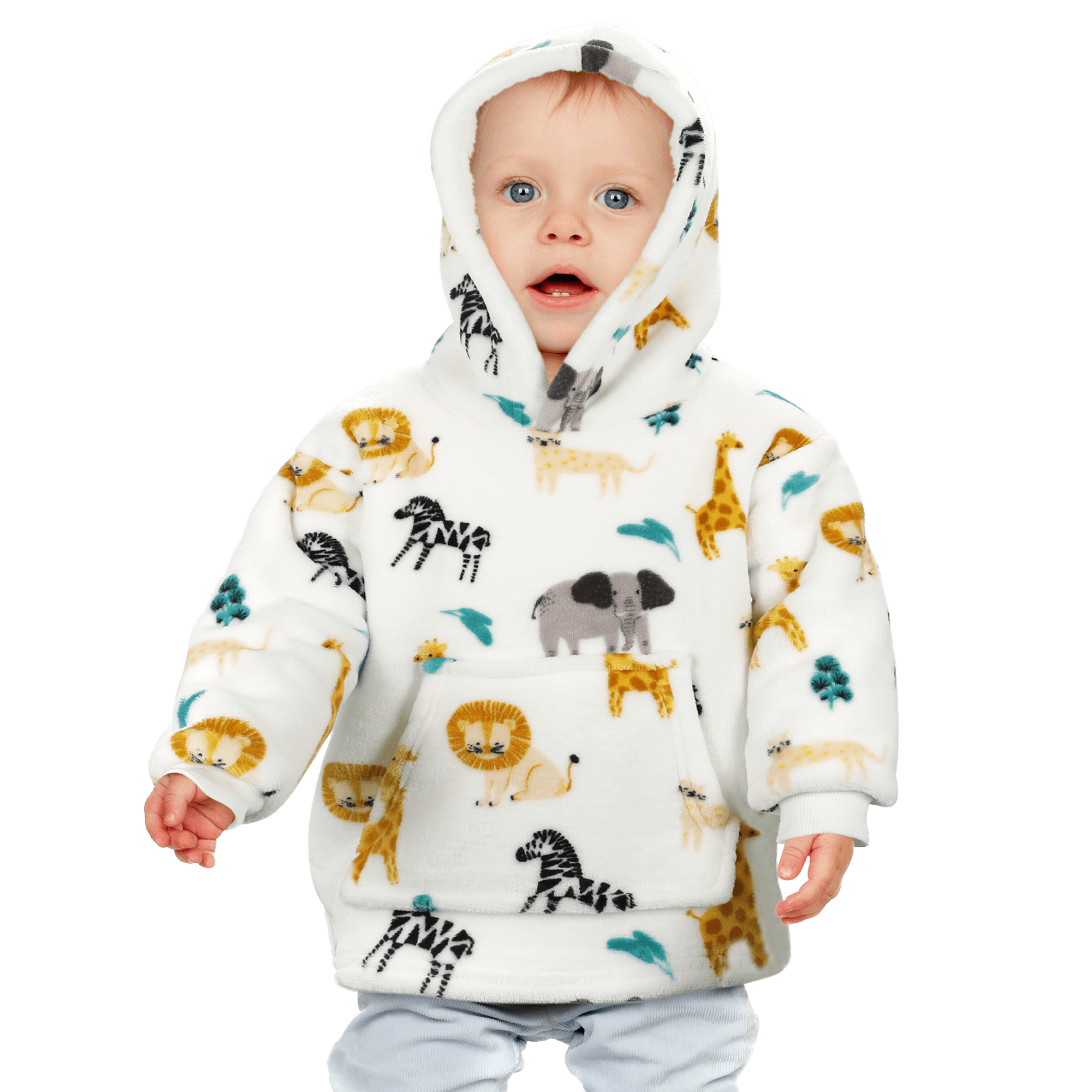 Unisex Safari and Sloth Hoodie Blanket for Infants 0-2 Years Ultra Soft Cozy Wearable Blanket with Spacious Pocket for Boys and Girls by Daisy Dreamer