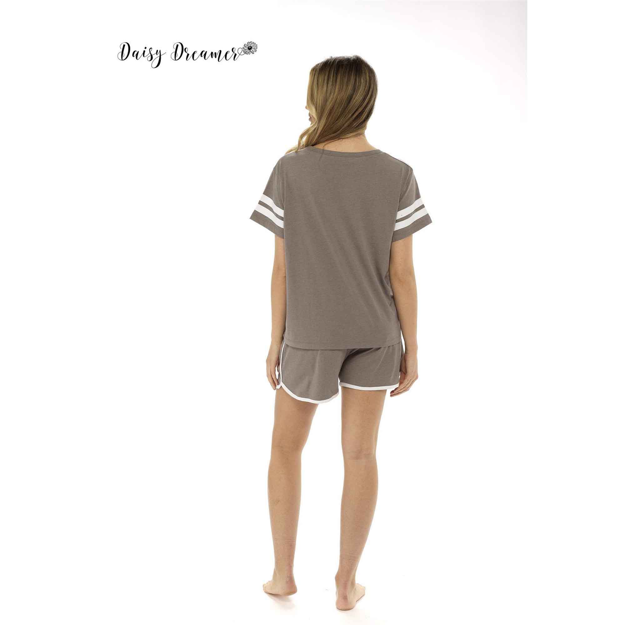 Women's Luxurious Cotton Pyjama Set with Be Happy T Shirt and Elastic Waist Shorts Perfect for Summer Loungewear or Bridal Gifts by Daisy Dreamer