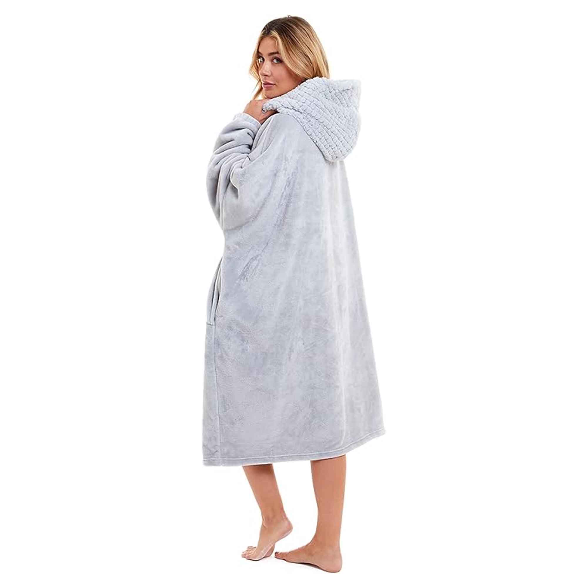 Women's Oversized Plush Hooded Poncho Blanket Cozy Fleece Hoodie with Fur Hood Ideal for Lounging Camping Outdoor Warmth by Daisy Dreamer